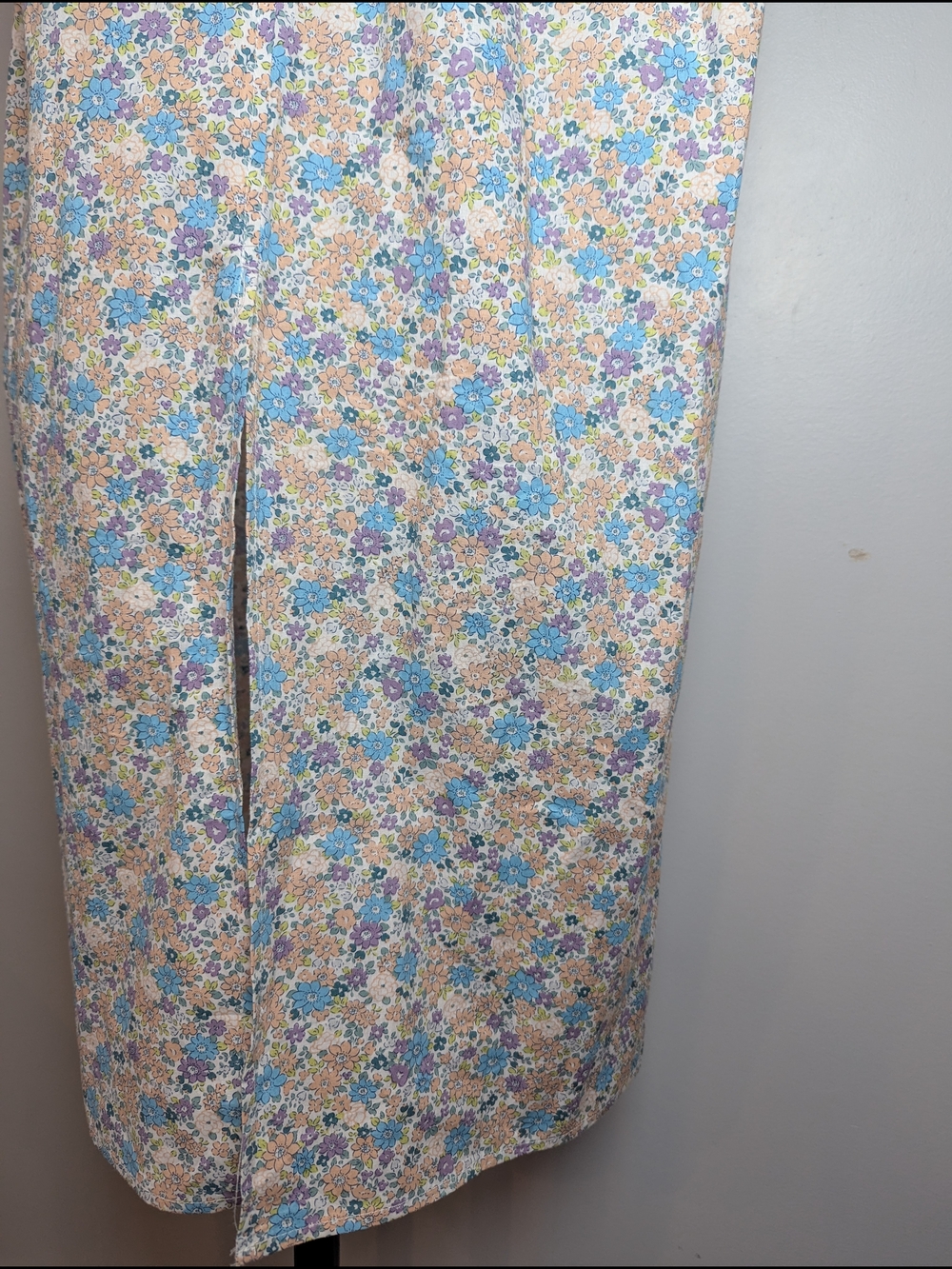 Mable Women's Size S Long Ditsy Floral Puff Sleeve Cotton Dress Whimsical - Picture 12 of 12